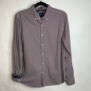 Denim & Flowers Burgundy Tiny Flower Pattern Button Down Shirt Sz Medium